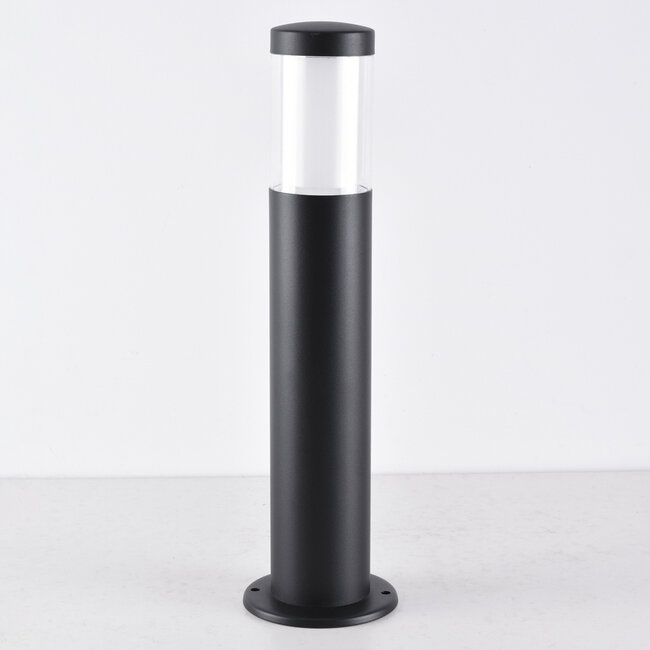 Lampa stojąca zewnętrzna 44 cm czarna z mlecznobiałym kloszem - Leandre