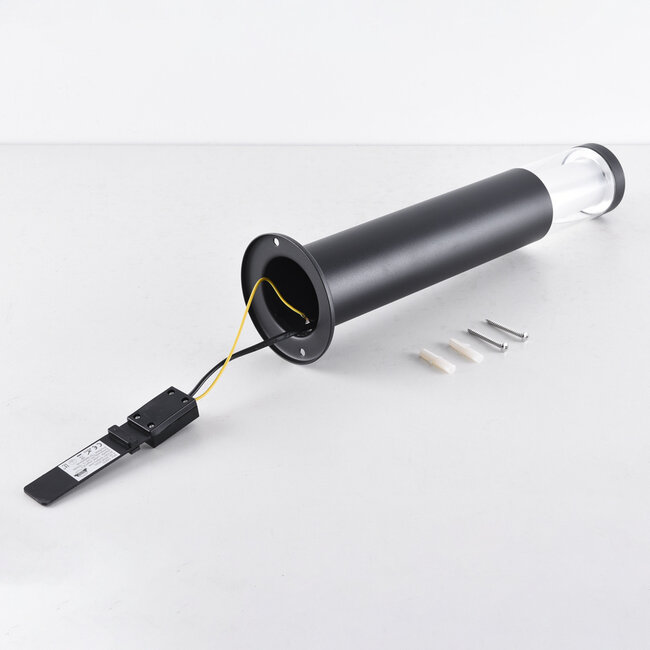 Lampa stojąca zewnętrzna 44 cm czarna z mlecznobiałym kloszem - Leandre