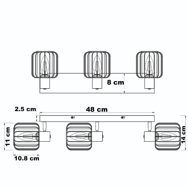 3 światła lampa sufitowa ze szkłem dymionym i obrotowymi reflektorami - Diya