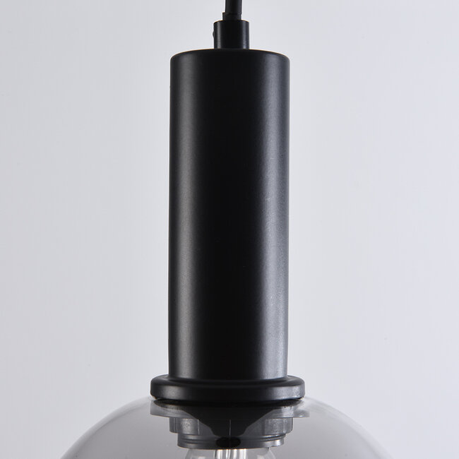 Lampa wisząca Inara ze szkłem dymionym, 1 światło - czarna