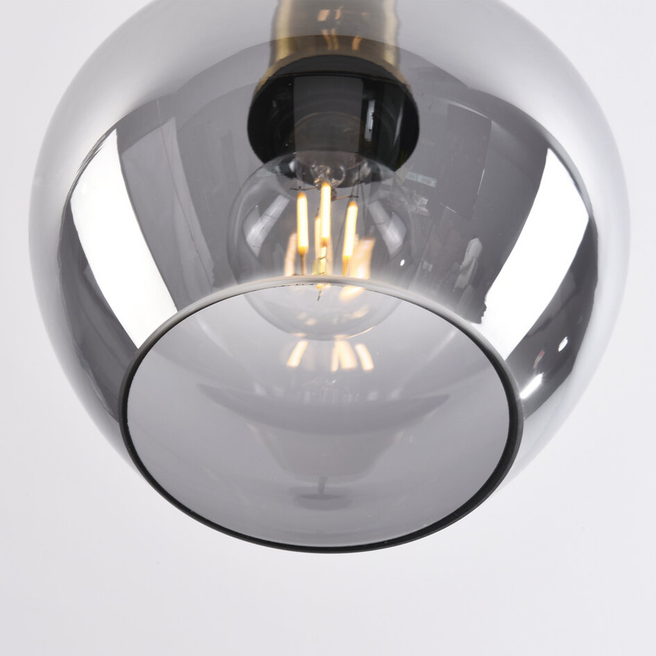 Lampa wisząca Ischa w kształcie jabłka ze szkła dymionego - złota