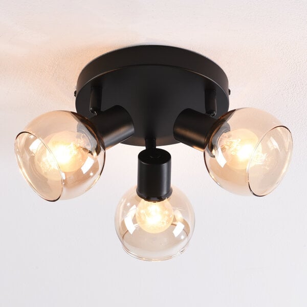 Lampa sufitowa Peri – 3-punktowa, bursztynowe szkło