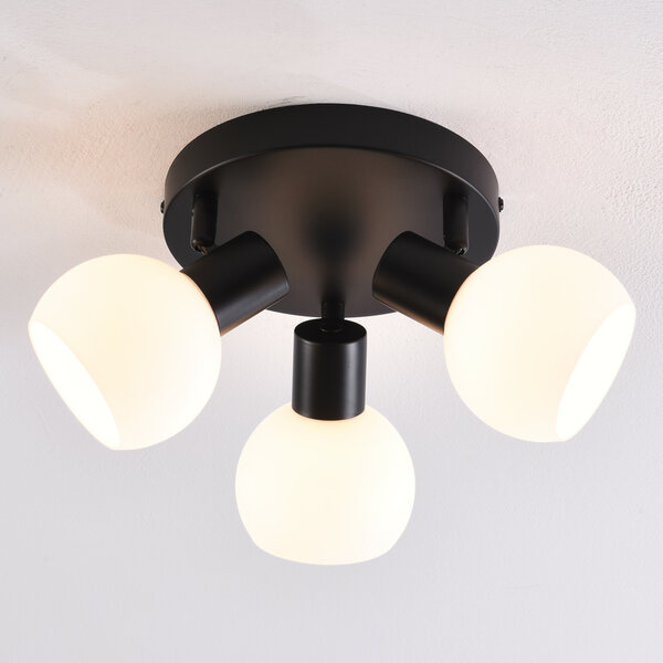 Obrotowa lampa sufitowa z mlecznobiałym szkłem, 3 światła - Peri