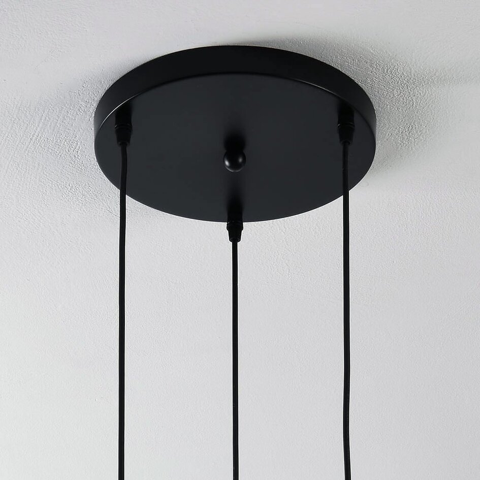 Czarna lampa wisząca ze szkłem dymionym 3 światła - Trinidad