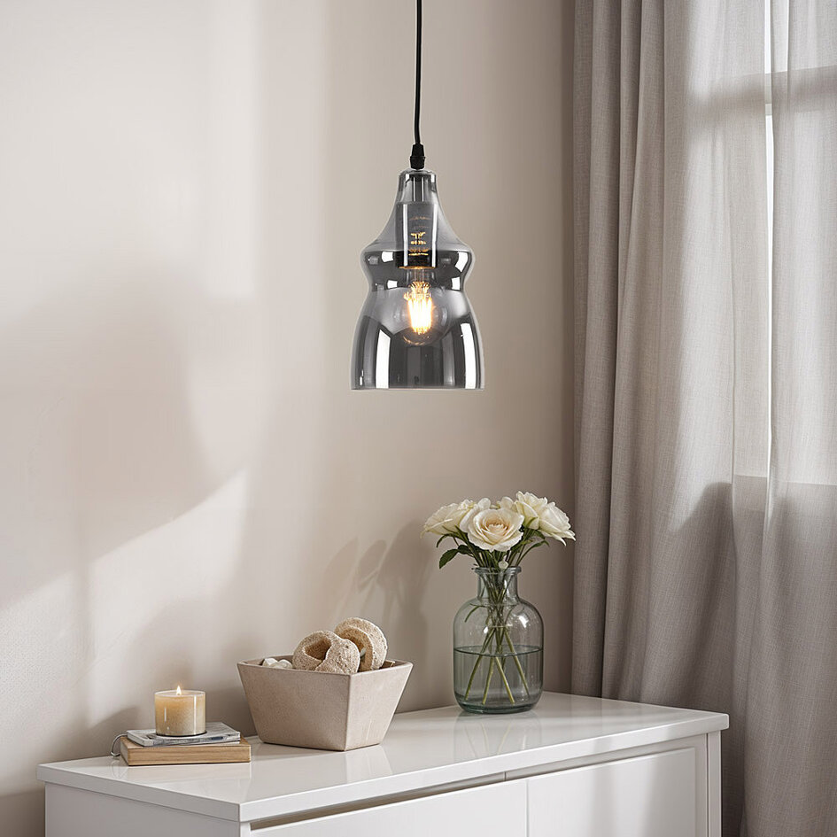 Lampa wisząca Trinidad z 1 światłem i szkłem dymionym - wariant 2