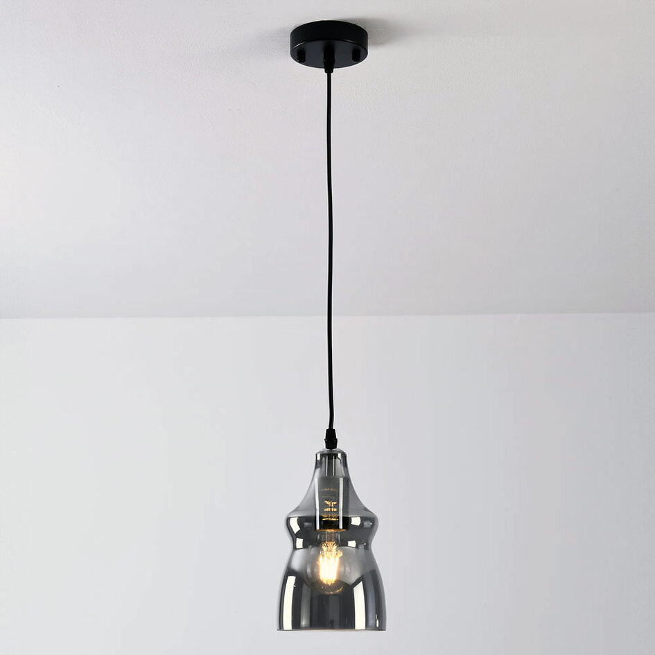 Lampa wisząca Trinidad z 1 światłem i szkłem dymionym - wariant 2