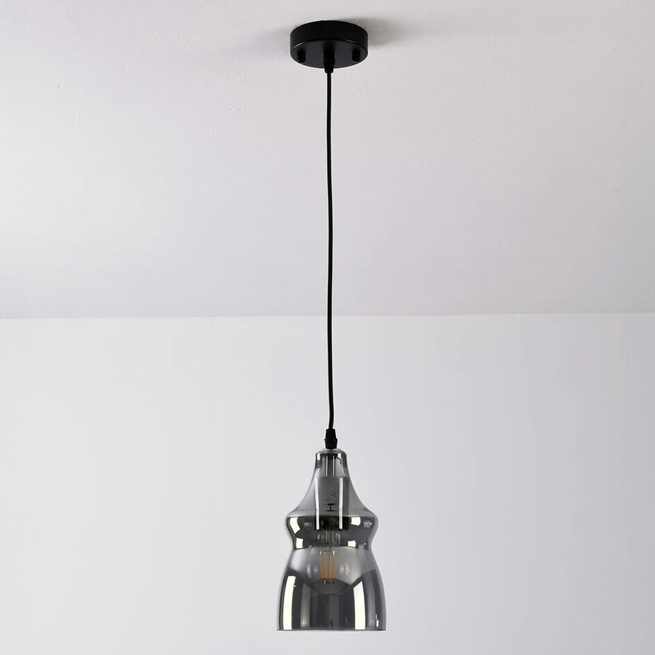 Lampa wisząca Trinidad z 1 światłem i szkłem dymionym - wariant 2