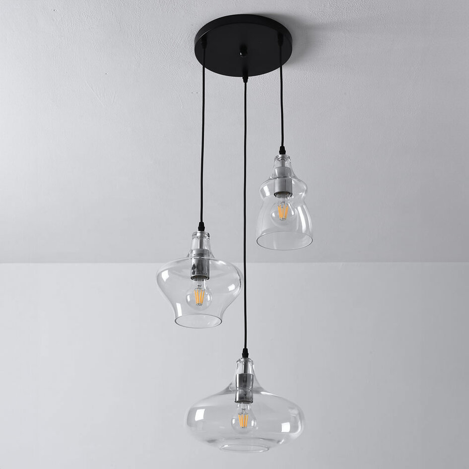 Design lampa wisząca Trinidad z przezroczystego szkła, 3 światła