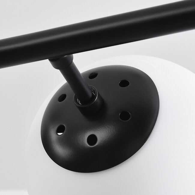 Design lampa wisząca z czarną ramą i mlecznobiałym szkłem - Hepta