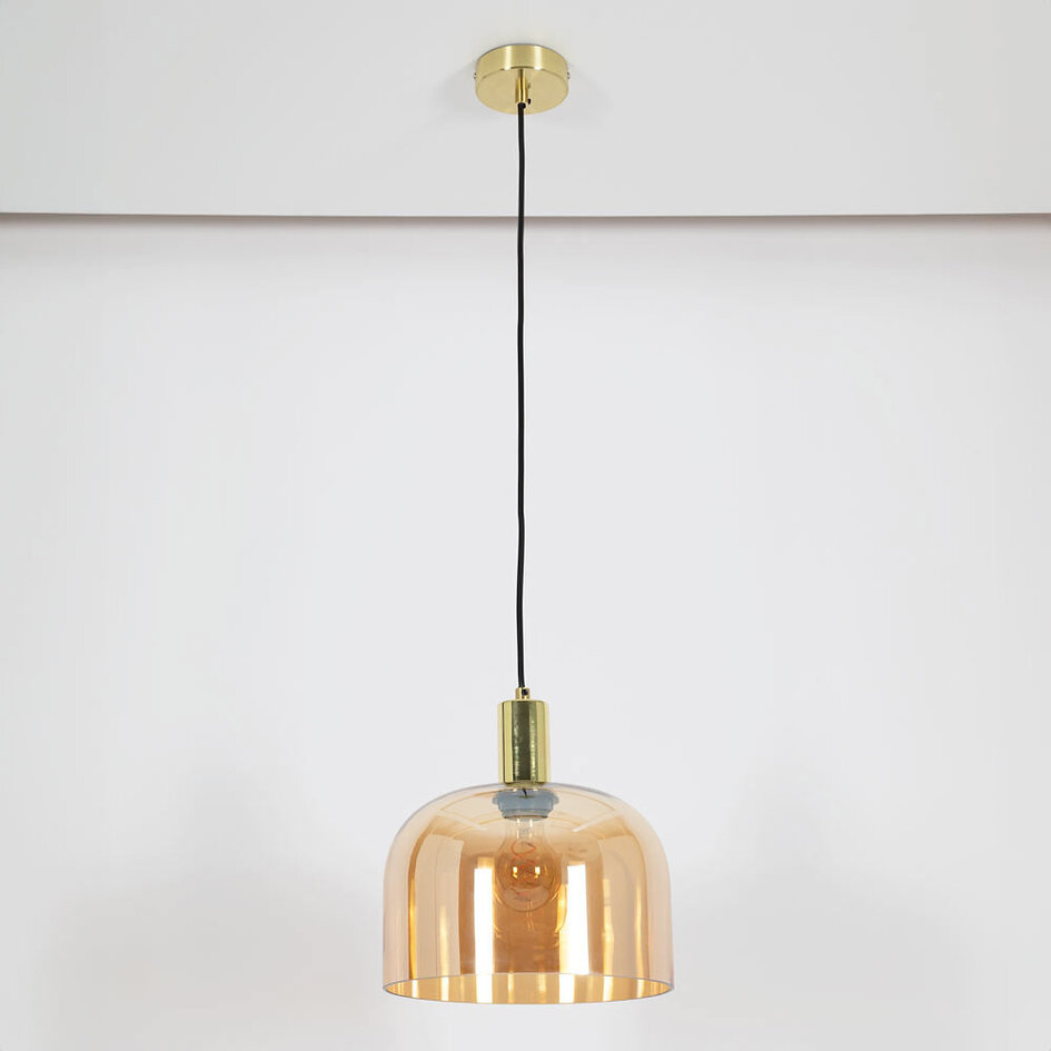 Lampa wisząca ze szkłem bursztynowym - Apvali