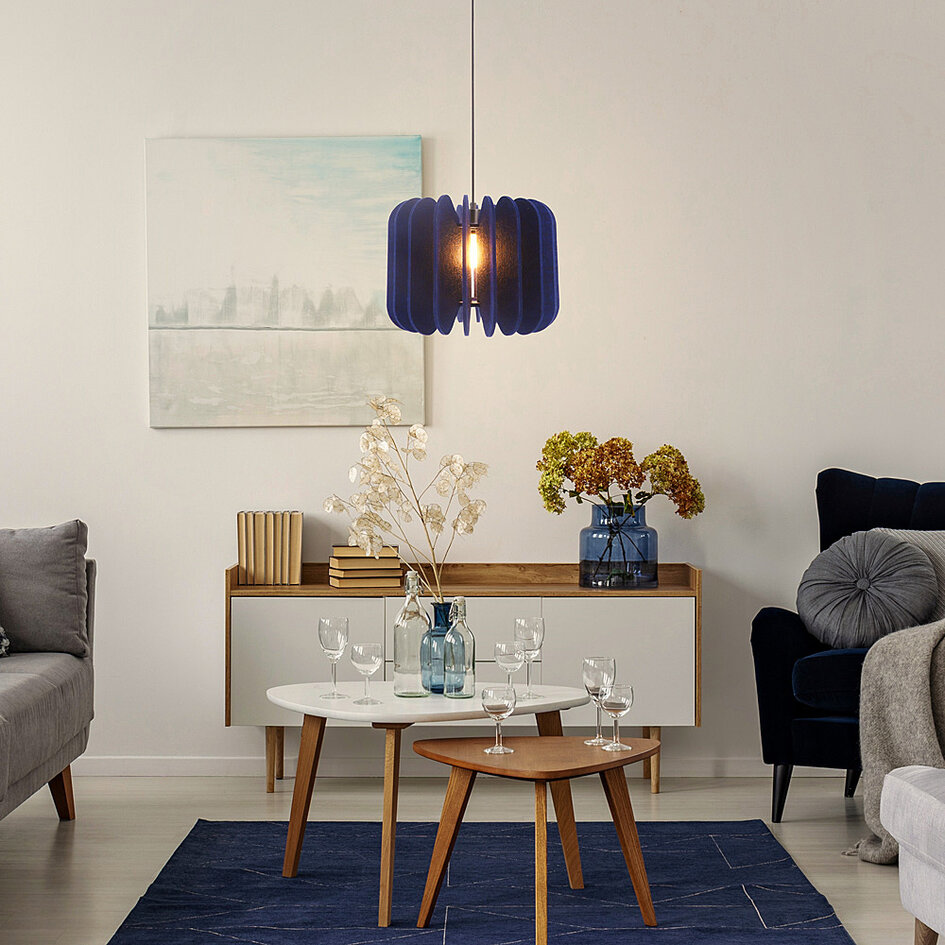 Lampa wisząca z filcu PET granatowa - Benthe