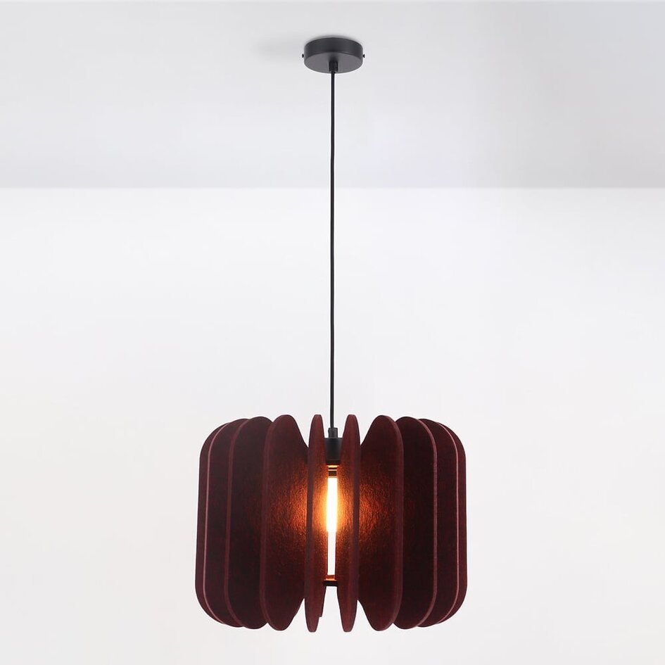 Lampa wisząca z filcu PET, ciemnoczerwona - Benthe
