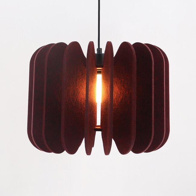 Lampa wisząca z filcu PET, ciemnoczerwona - Benthe