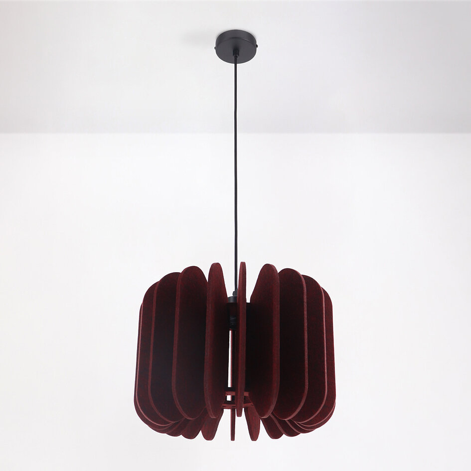 Lampa wisząca z filcu PET, ciemnoczerwona - Benthe
