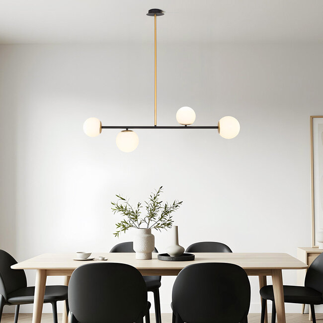 Designerska lampa wisząca Davy, 4 światła - mlecznobiała