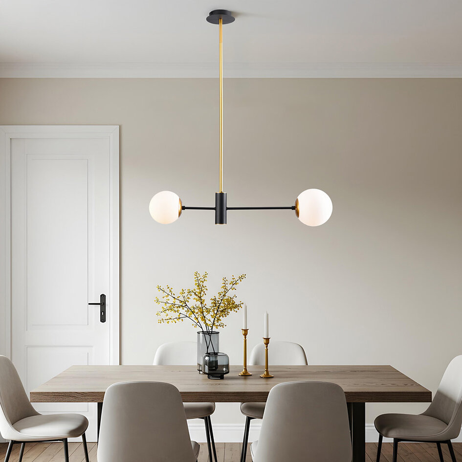 Designerska lampa wisząca Danley, 2 światła - mlecznobiały