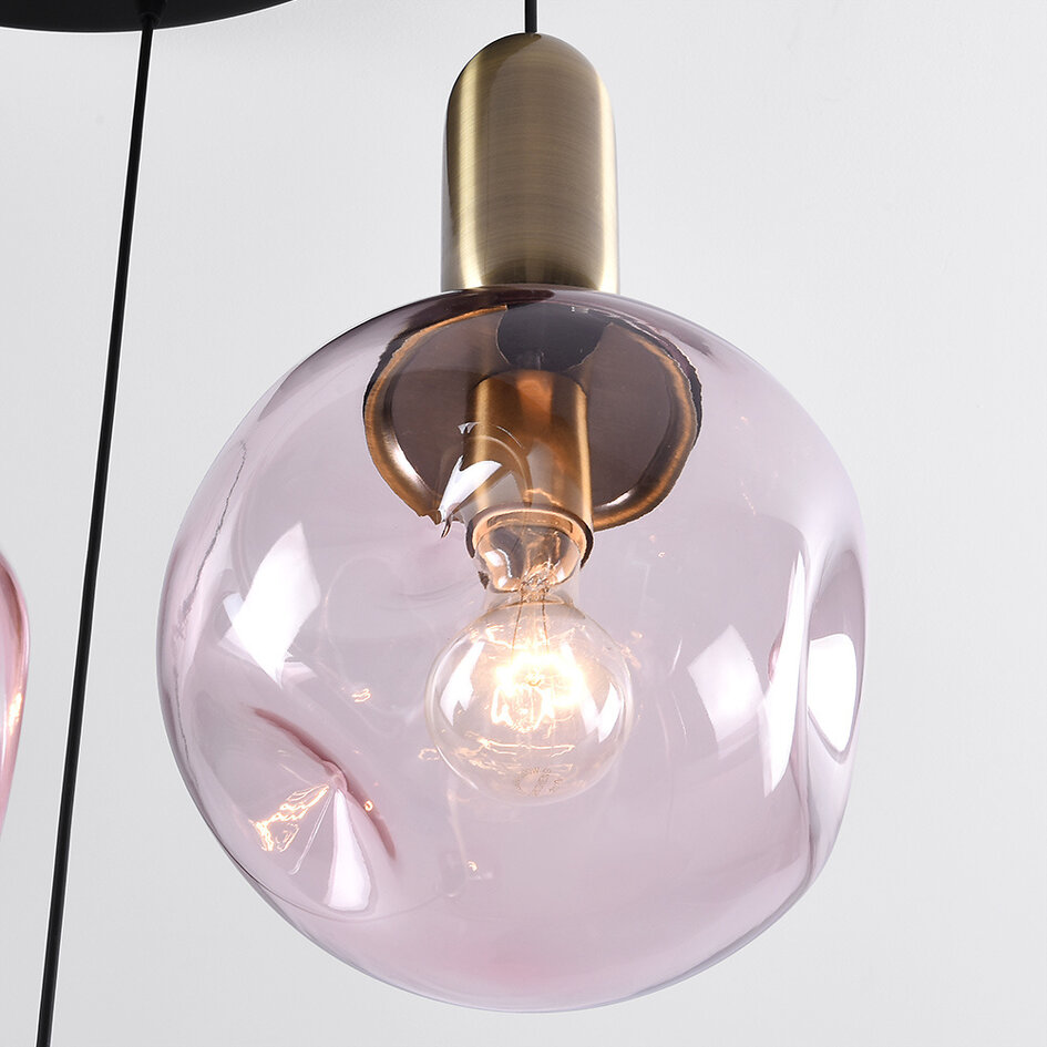 4 światła lampa wisząca Kevin z falistym czerwonym szkłem