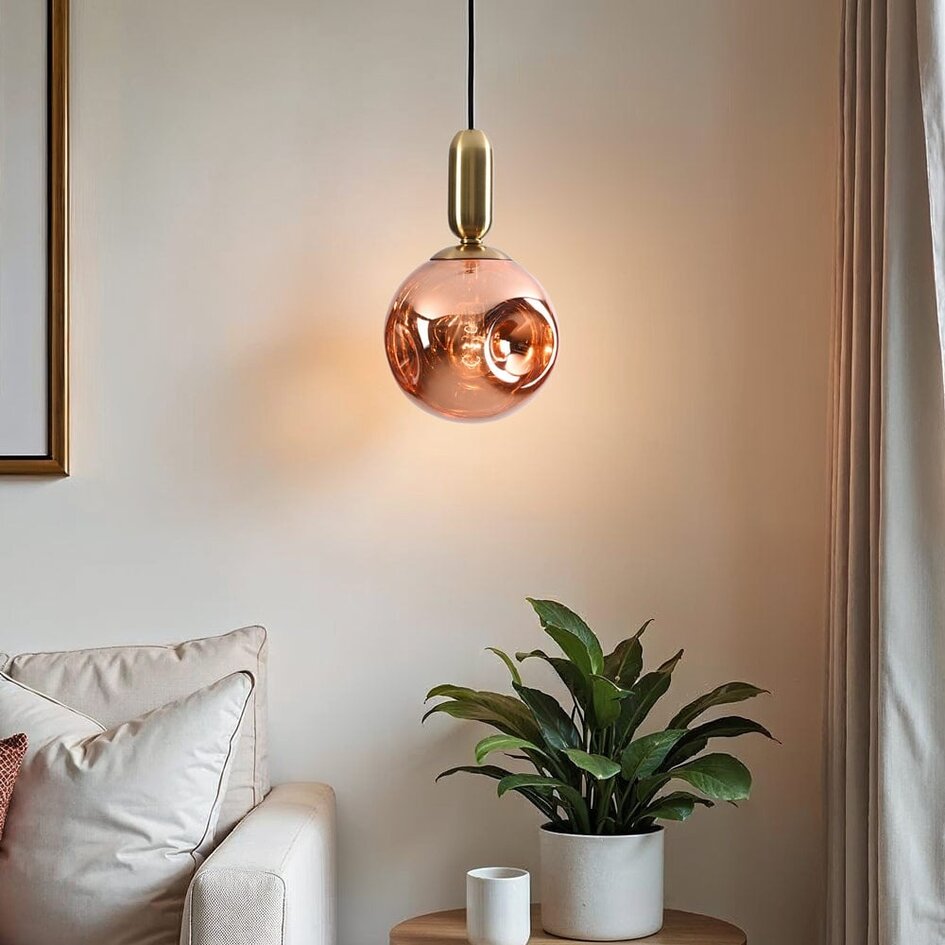 1 światło lampa wisząca Lewis ze szkłem falistym - różowe złoto