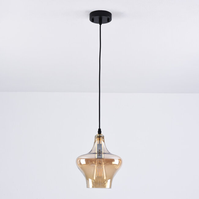 1 światło lampa wisząca Trinidad ze szkłem bursztynowym - wariant 3