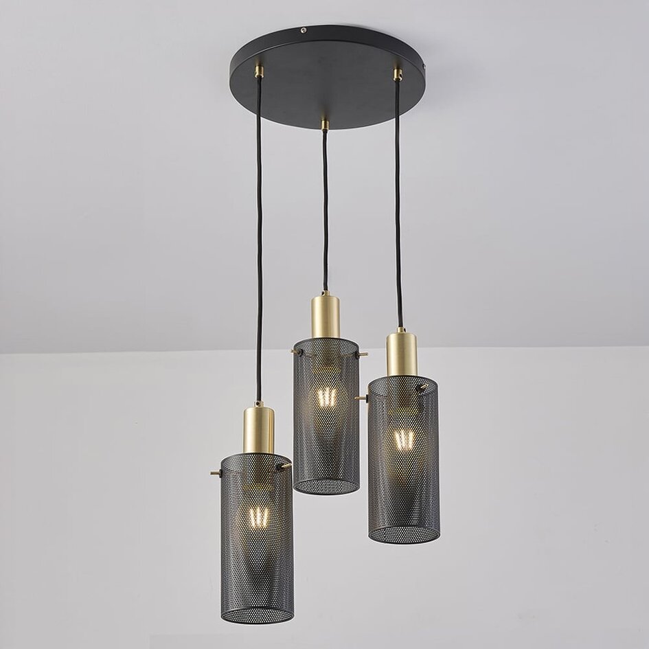 Minimalistyczna lampa wisząca z czarnym kloszem, 3 światła - Valji