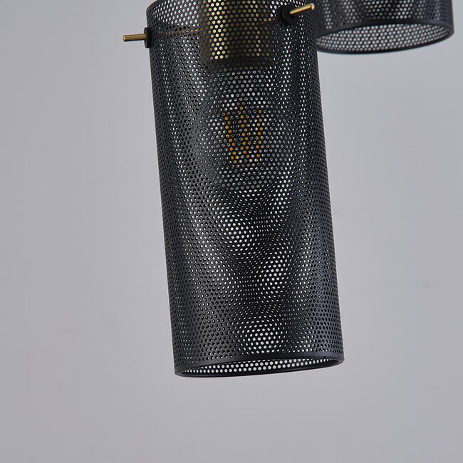 Minimalistyczna lampa wisząca z czarnym kloszem, 3 światła - Valji