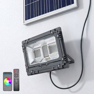Ściemnialna inteligentna solarna zewnętrzna lampa ścienna 19W z muzyką i RGB - Sonna