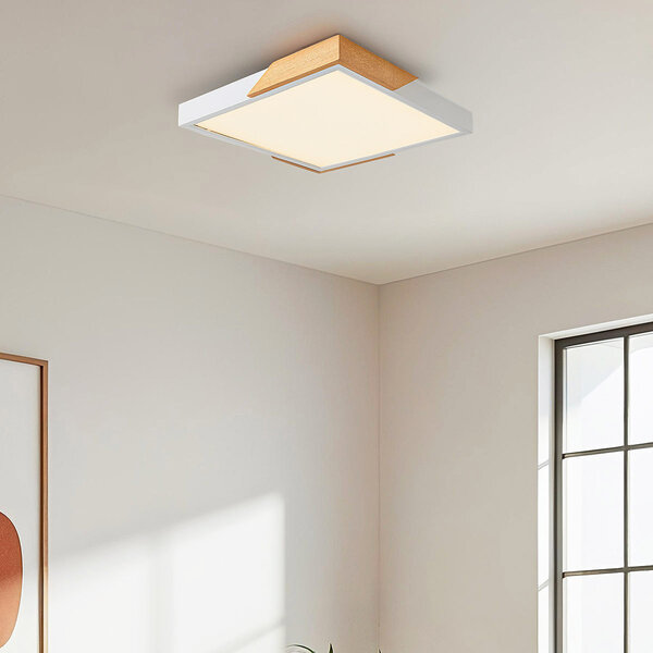 Lampa sufitowa 3-stopniowo ściemnialne z drewnianymi detalami - Meta