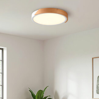 Lampa sufitowa 3-stopniowo ściemnialne z drewnianym detalem - Jano