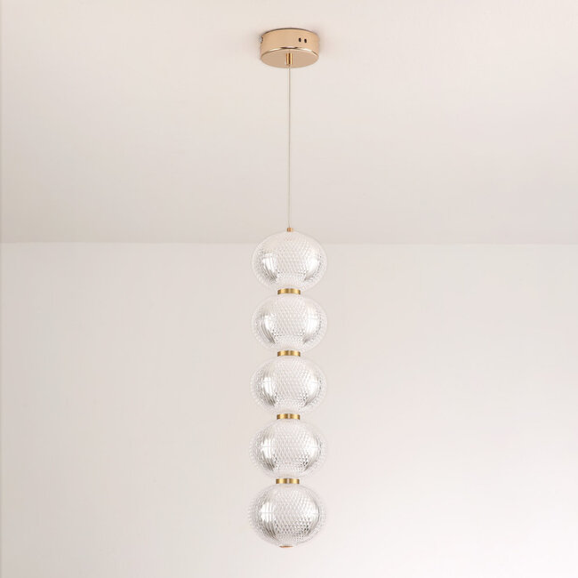 Ściemnialna lampa wisząca ze złotymi detalami, 5 światła - Aella