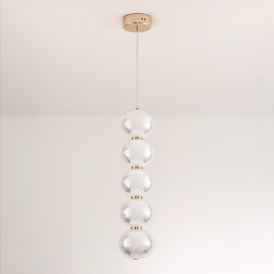 Ściemnialna lampa wisząca ze złotymi detalami, 5 światła - Aella
