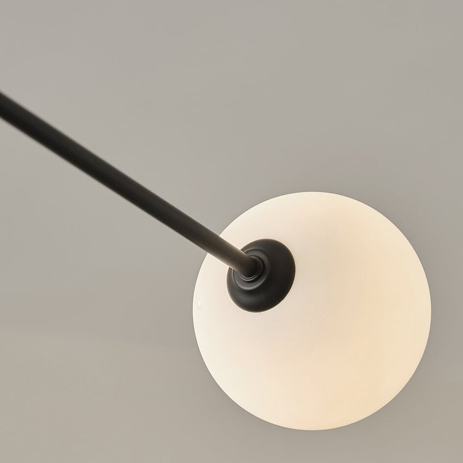 Designowa lampa sufitowa w kolorze czarnym z mlecznobiałym szkłem, 6-punktowa - Sest
