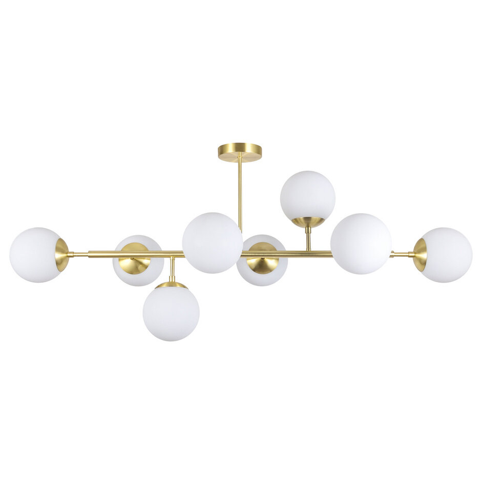 Design Lampa sufitowa złoty z mlecznobiałymi szklanymi kulami - Osem