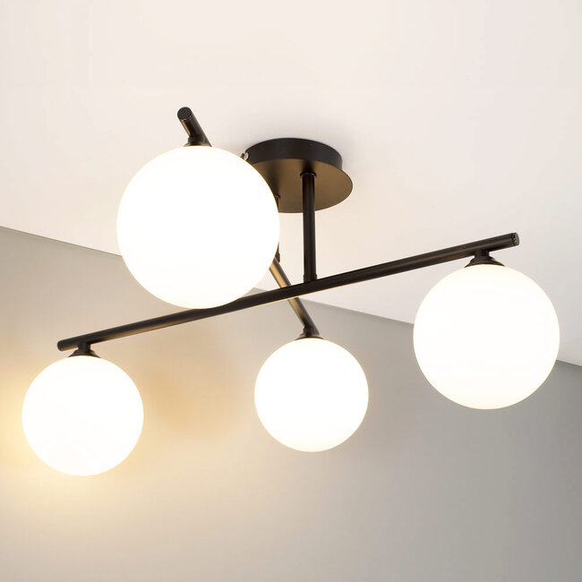 Elegancka lampa sufitowa, 4 światła czarna - Nymo