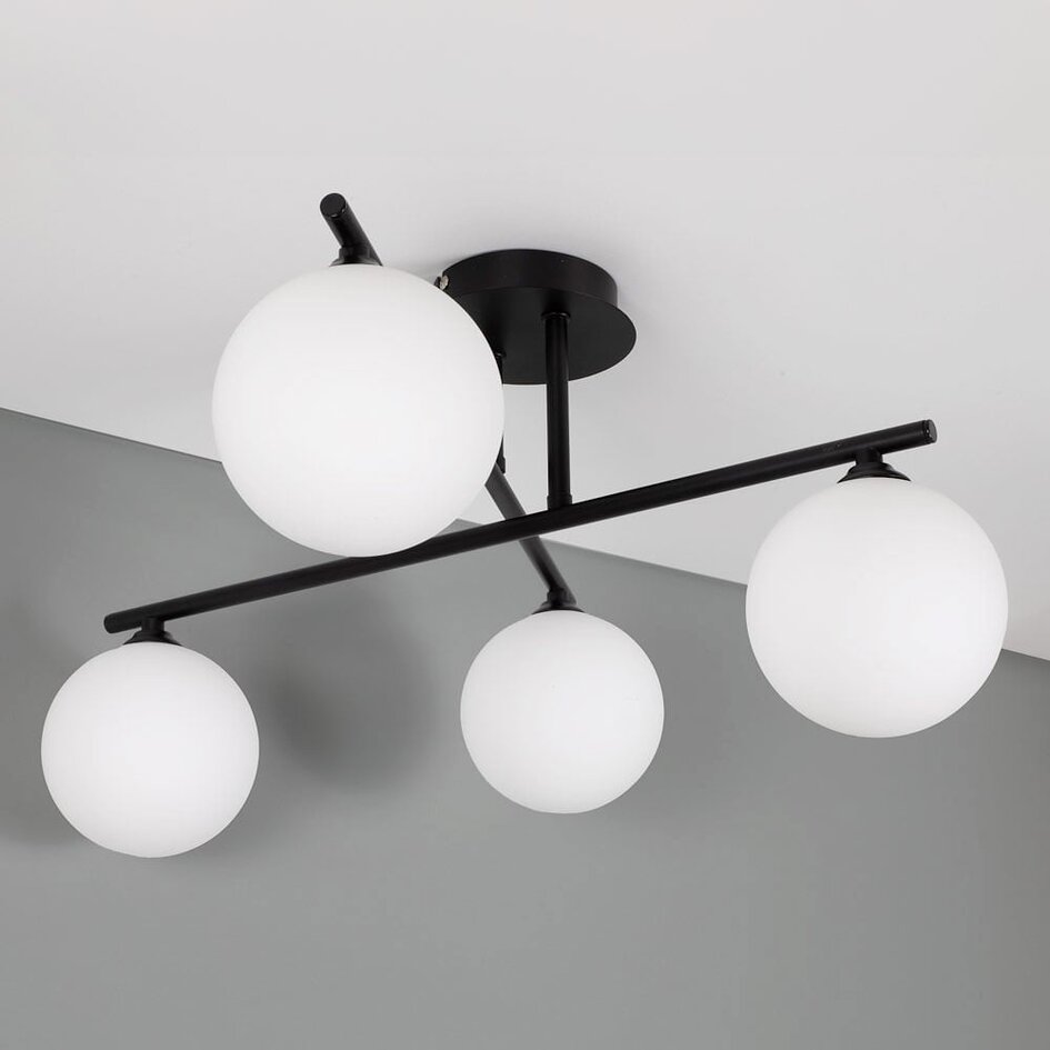 Elegancka lampa sufitowa, 4 światła czarna - Nymo