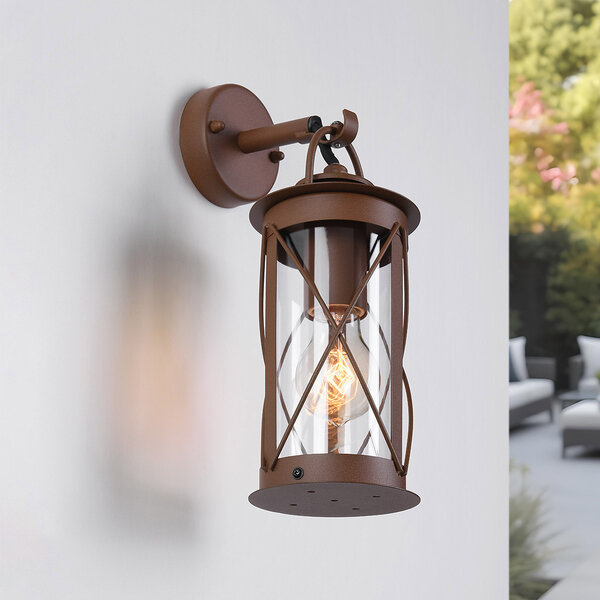 Lampa ścienna industrialna ze stali nierdzewnej Alicia - rdzawobrązowa