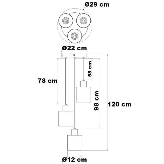 Lampa wisząca 3 światła ze szkła dymionego z gradientem - Leana