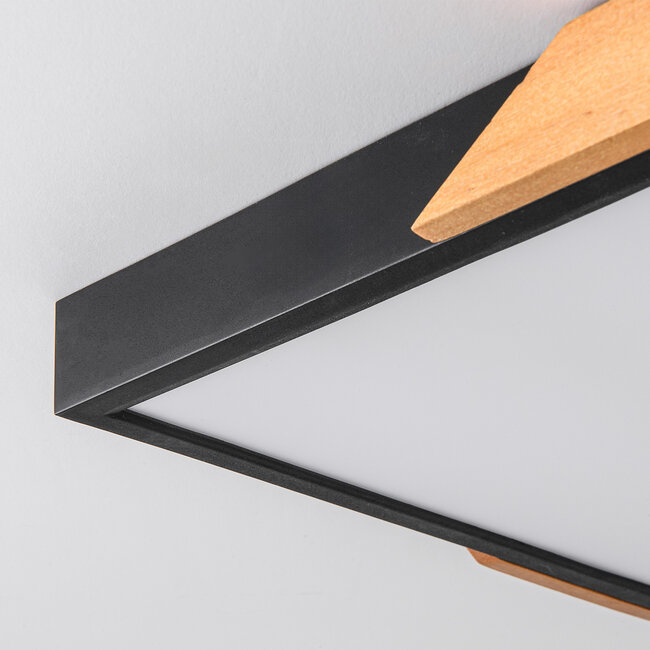 Lampa sufitowa 3-stopniowo ściemnialne z drewnianymi detalami Meta - czarna