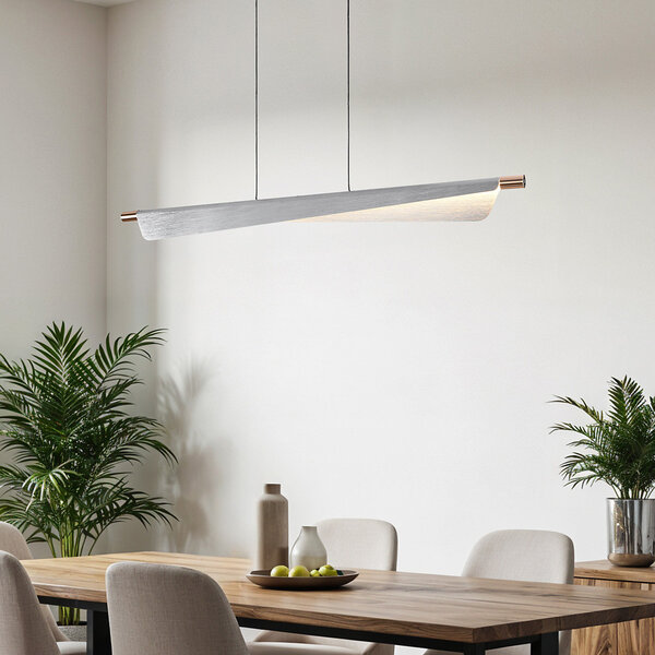 Designowa lampa wisząca Mitsu – 3-stopniowo ściemnialna – szczotkowane srebro
