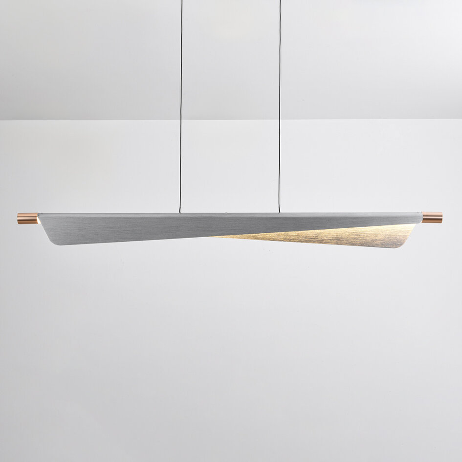 Designowa lampa wisząca Mitsu – 3-stopniowo ściemnialna – szczotkowane srebro