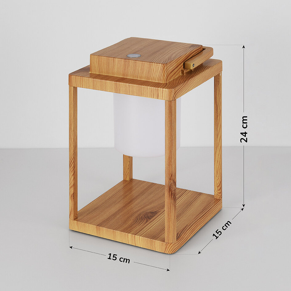 Lampa stołowa akumulatorowa o imitacji drewna – Luxor