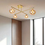 Elegancka lampa sufitowa, 4 światła złota ze szkłem bursztynowym - Nymo