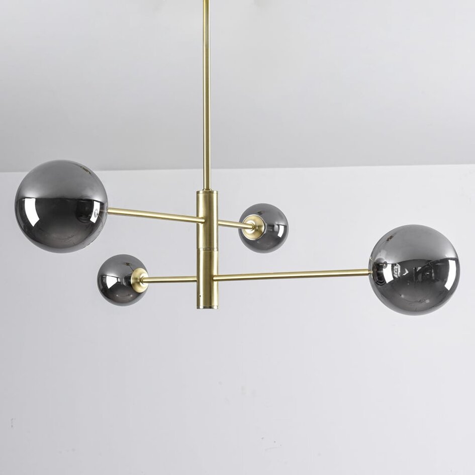 Lampa sufitowa Stiri 4 światła złota z przydymionym szkłem