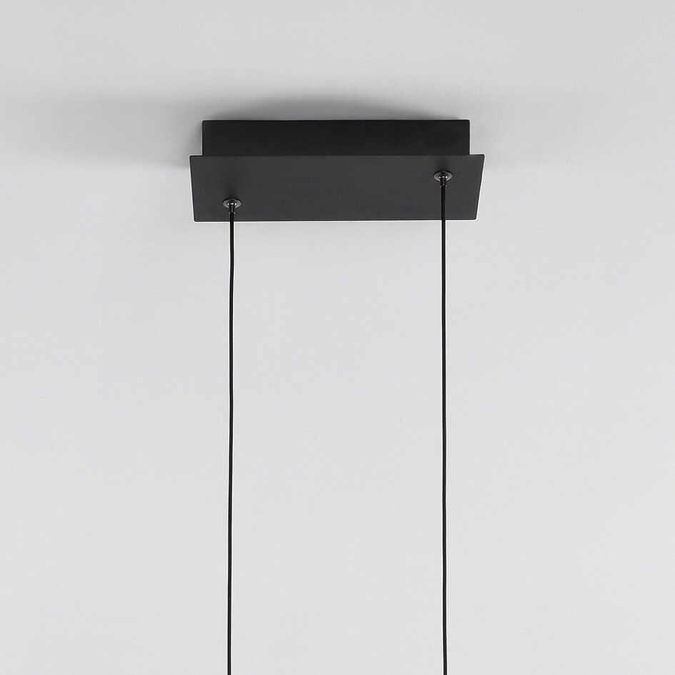 Designowa lampa wisząca w kolorze czarnym z jasnym drewnem, 3-stopniowy ściemniacz – Liana