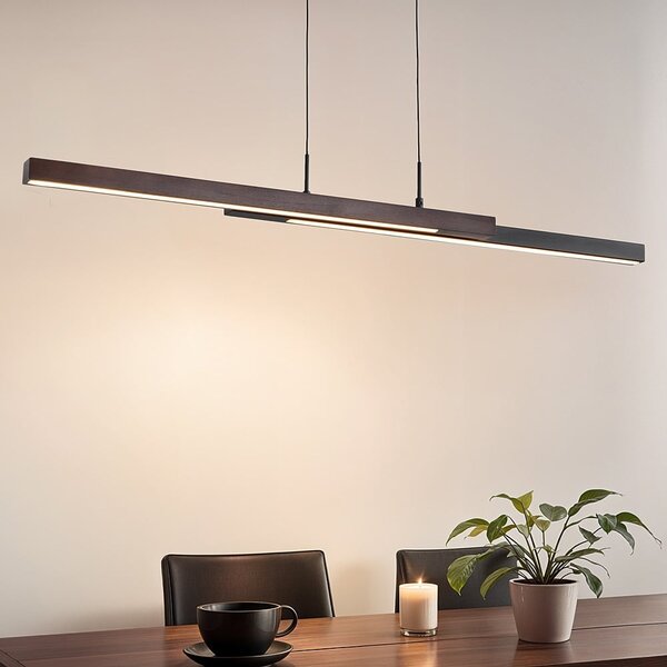 Design lampa wisząca Leia z 3-stopniowym ściemnianiem - czarna z ciemnym drewnem