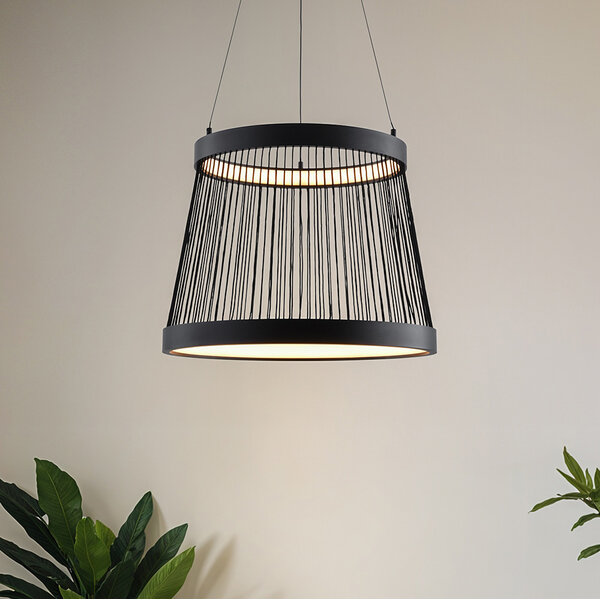 Designerska lampa wisząca Kae, 3-stopniowo ściemnialne - czarna