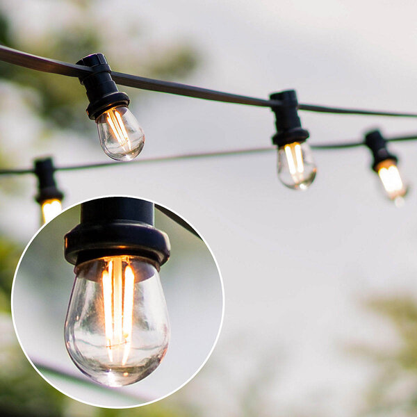 Zestaw girland świetlnych ze ściemnialnymi żarówkami LED 2W z podwójnym żarnikiem