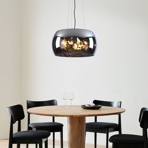 Design lampa wisząca Serres z przydymionym szkłem, 3 światła