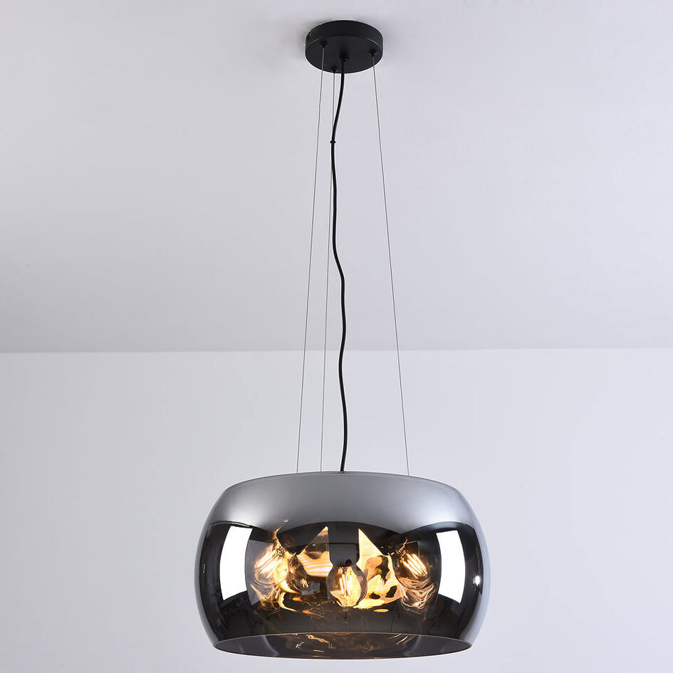 Design lampa wisząca Serres z przydymionym szkłem, 3 światła