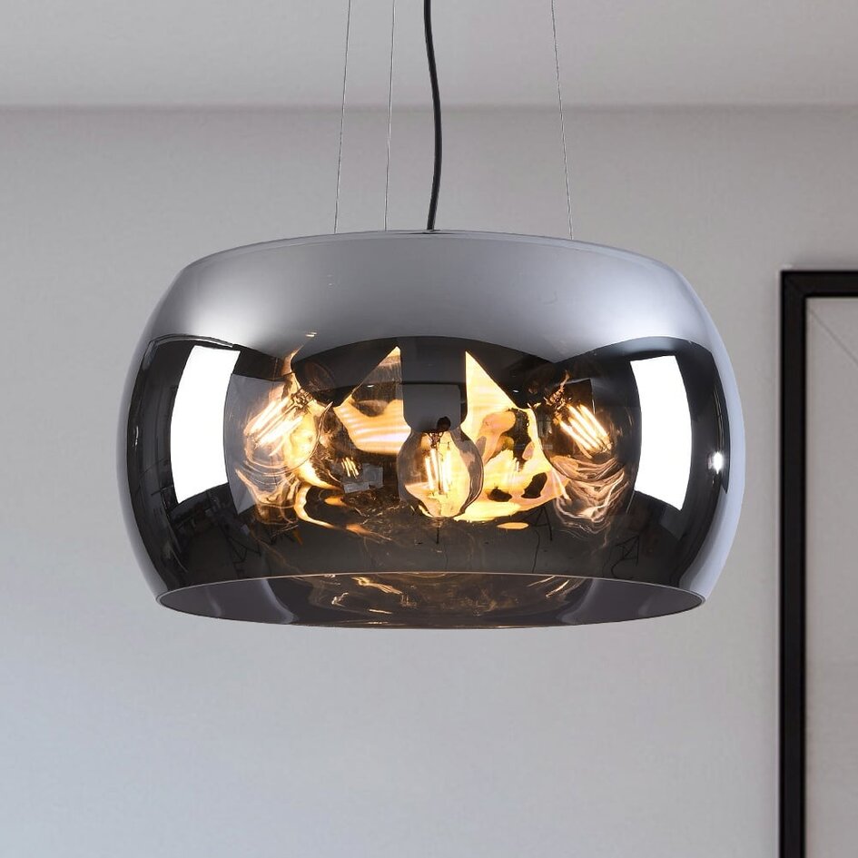 Design lampa wisząca Serres z przydymionym szkłem, 3 światła