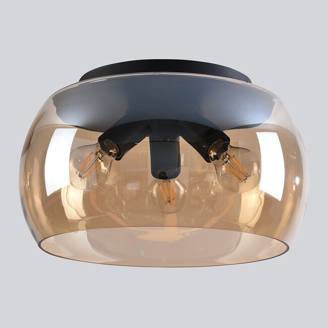 Lampa sufitowa ze szkłem bursztynowym, 3 światła - Selin